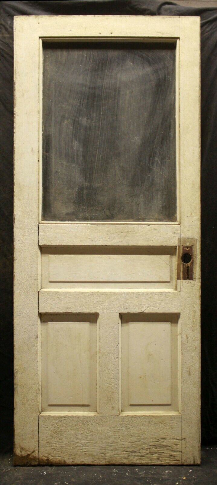 31.5"x80"x1.75" Antique Vintage Old Reclaimed Salvaged Wood Wooden Entry Exterior Door Window Wavy Glass