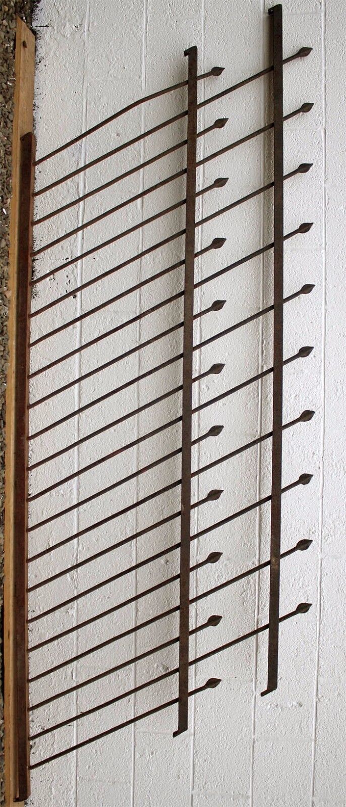 89"x38" Antique Vintage Old Reclaimed Salvaged Picket Spade Iron Metal Gate Fence Fencing Panel Angle