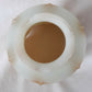 White Opaque Glass Lampshade Embossed Design Hand Painted Brown 2.25” Fitter
