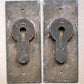 BIG! Pair Antique Vintage Old Reclaimed Salvaged SOLID Cast Bronze Brass Pocket Door Key Plate Pull