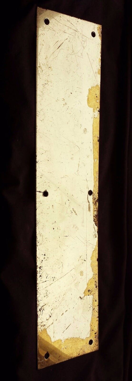 3.5"x15" Distressed Vintage Old Reclaimed Salvaged Solid Brass Patina Swinging Pivot Door Push Plate