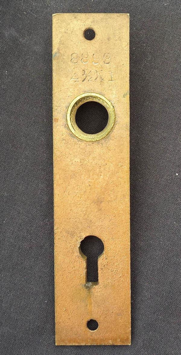 Vintage Old Reclaimed Salvaged SOLID Cast Brass Door Knob Doorknob Keyhole Plate Escutcheon Key Cover