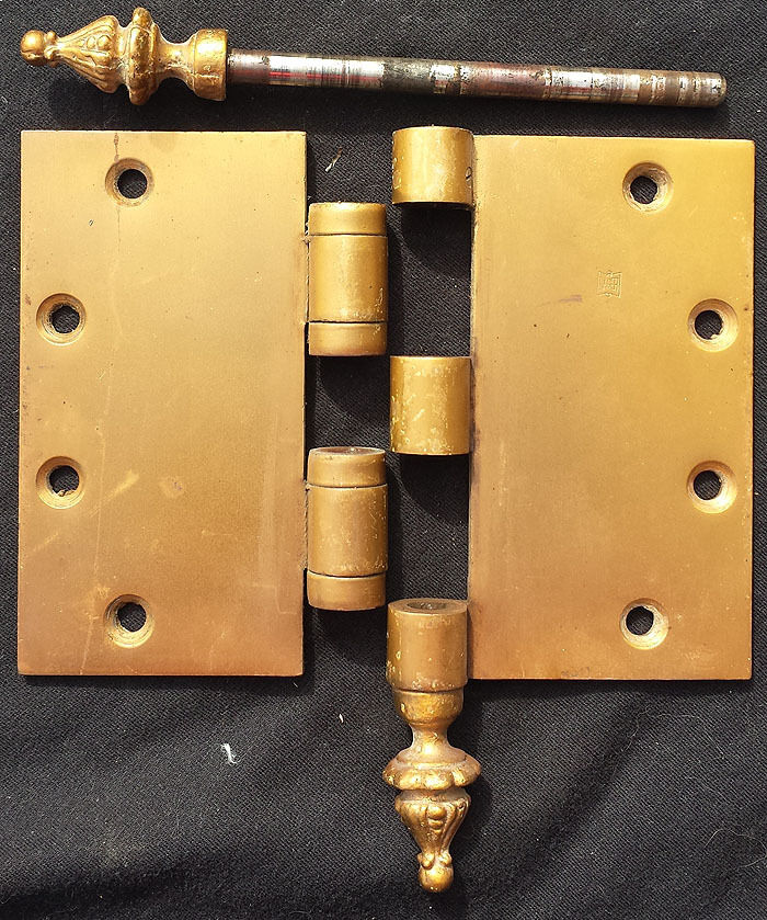 6"x5" Vintage Antique Old Reclaimed Salvaged SOLID Cast Bronze Steeple Exterior Entry Door Hinges