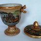 Satsuma China Hand Painted Ceramic Pottery Handles Urn Gilt Geisha Enamel +Stand