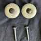 8 available Vintage Old Reclaimed Salvaged Round Ceramic Brass Dresser Drawer Furniture Knob Pull Handle
