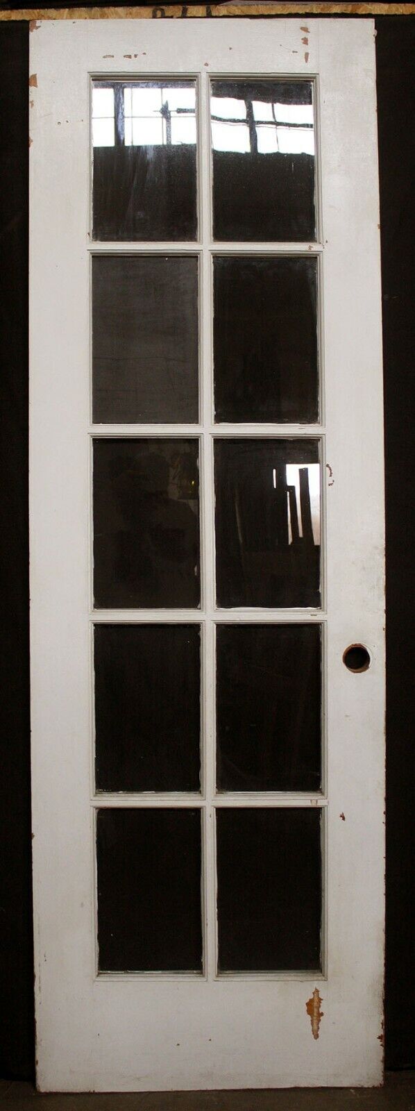 32"x94"x2" Antique Vintage Old Reclaimed Salvaged Wooden Wood Exterior Entry French Door 10 Window Glass