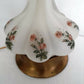 Unique Bulbous Mellow Shape Tall Lamp Frosted Glass Rose Pattern Brass w/ Harp