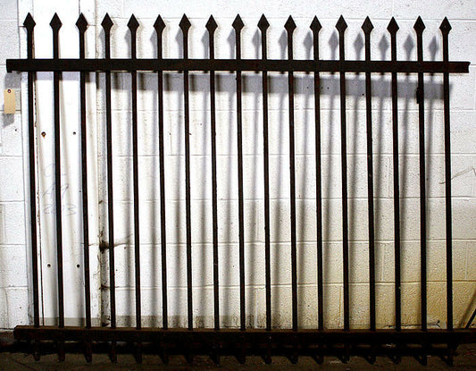 80"x60" Antique Vintage Old Reclaimed Salvaged Picket Cast Iron Metal Gate Fence Fencing Panel Section