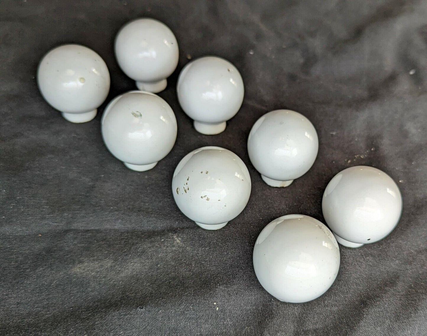 12 Pairs available Vintage Old Reclaimed Salvaged Round White Ceramic Dresser Drawer Furniture Knob Pull Handle