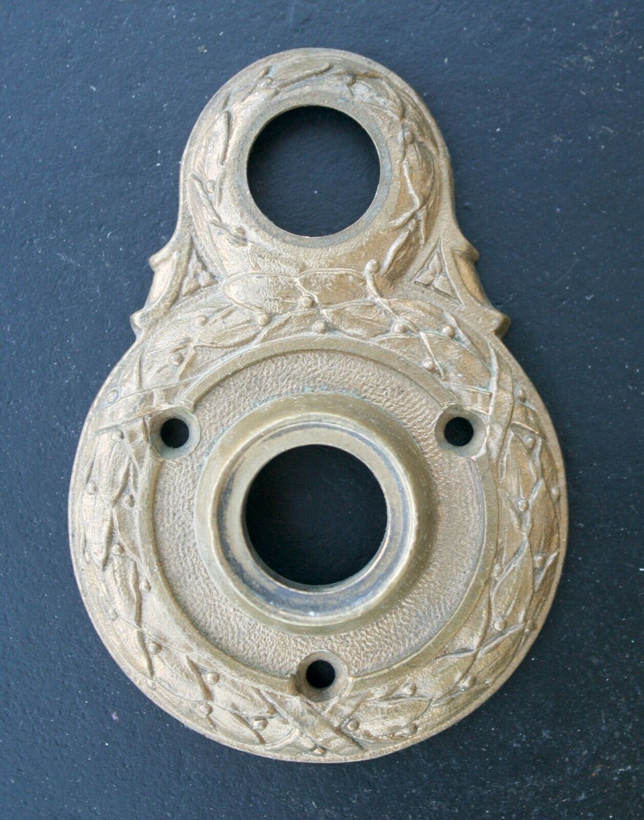 2.5"x3.5" Antique Vintage Old Reclaimed Salvaged Cast Bronze Door Knob Doorknob Bell Ringer Plate