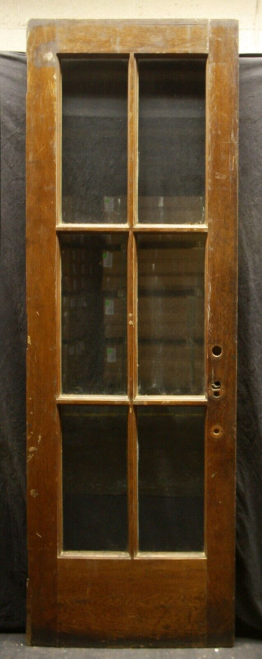 30"x84"x1.75" Antique Vintage Old Reclaimed Salvaged SOLID Wood Wooden French Door Window Wavy Glass