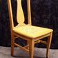 Pair Vintage Antique Old Reclaimed Salvaged Oak Wood Wooden Fiddle Bck Side Dining Chair Caned Seat