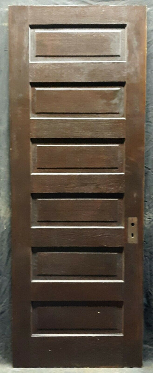 29.5"x79" Antique Vintage Old Reclaimed Salvaged Interior Oak SOLID Wood Wooden Door 6 Ladder Panel