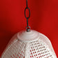 Wicker Rattan Pendant Hanging Lampshade Bell-Shaped Metal Chain White Painted