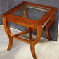 Vintage Old Reclaimed Salvaged Solid Wood Wooden Cherry Side End Accent Lamp Sofa Table Beveled Glass
