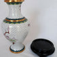 Chinese Enamel Brass Cloisonné Vase Gilt Cherry Blossom Bird Asian Decor