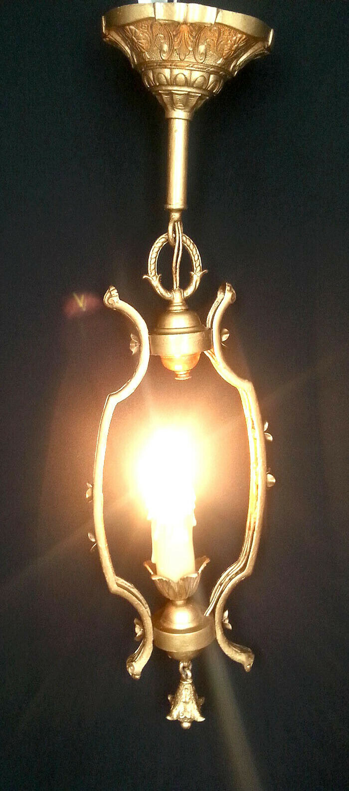 RESTORED! Antique Vintage Old Reclaimed Salvaged Hanging Ceiling Pendant Light Chandelier Lamp Fixture