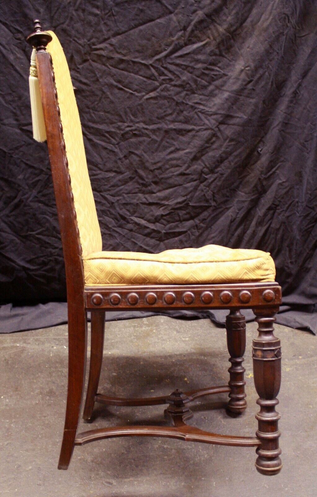 Antique Vintage Old Victorian Carved SOLID Wood Wooden Side Dining Accent Parlor Chair Fabric Seat
