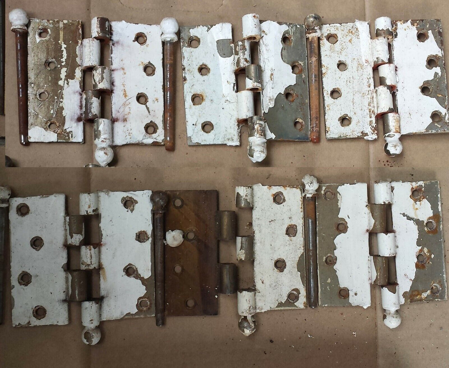 CLEAN Pair 4"x4" Antique Vintage Old Reclaimed Salvaged Chrome Steel Exterior Entry Door Hinges