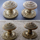 Vintage Antique Old Reclaimed Salvaged Pair SOLID Brass Doorknob Door Flower Knobs Plates Rosettes