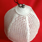 Wicker Rattan Pendant Hanging Lampshade Bell-Shaped Metal Chain White Painted