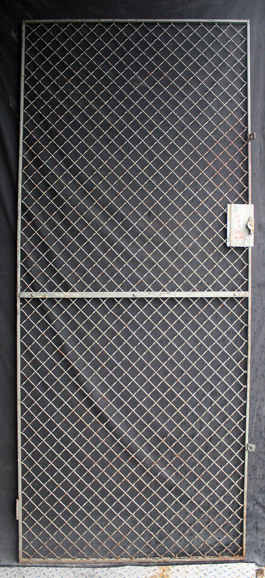 32"x79" Vintage Old Reclaimed Salvaged Steel Metal Fence Gate Door Panel Grille Industrial Factory