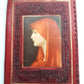 Rare Hand Tooled Embossed Leather Book Bible Cover Red Portrait St.Fabiola-Italy
