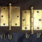 28 available CLEAN Pair 3.5x3.5 Antique Vintage Old Reclaimed Salvaged Brass Steel Interior Door Hinges