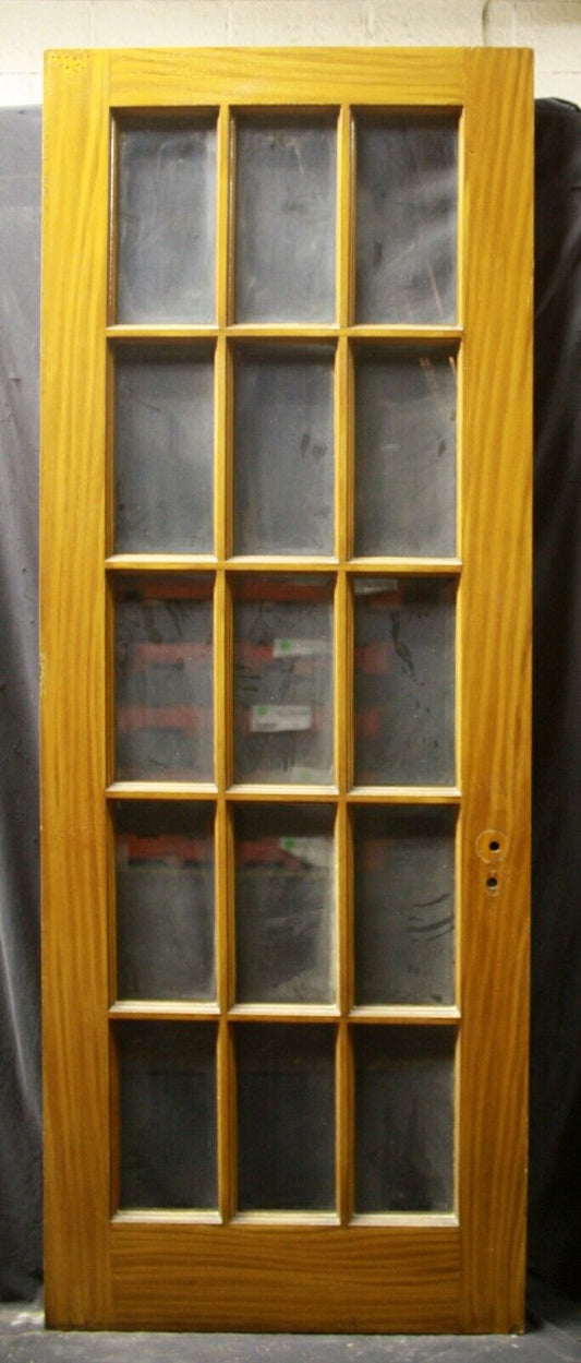 64"x88"x1.75" Pair Antique Old Reclaimed Salvaged Vintage French Double Wood Interior Doors Glass