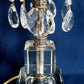 Vintage Art Deco Stacked Cut Lead Crystal Glass Lamp w/Dangling Crystals Glass Lampshade