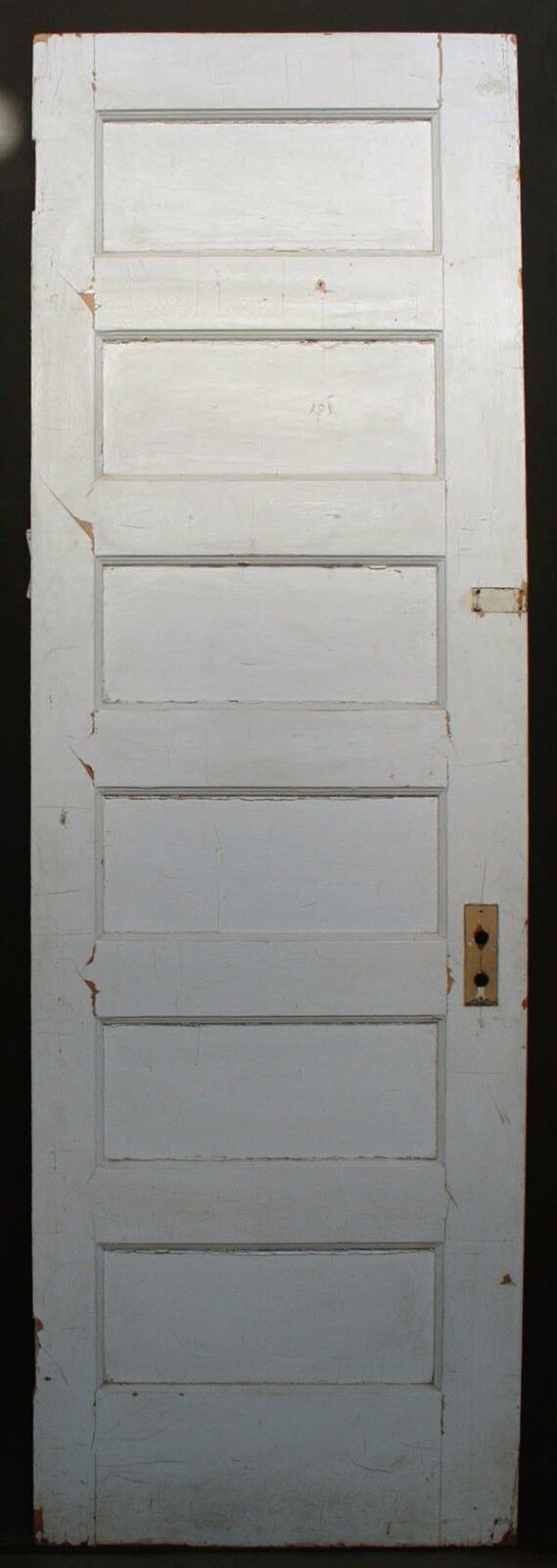 27"x84" Antique Vintage Old Reclaimed Salvaged Interior Solid Wood Wooden Door 6 Ladder Stacked Panels