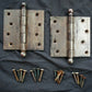 CLEAN Pair 4"x4" Antique Vintage Old Reclaimed Salvaged Chrome Steel Exterior Entry Door Hinges