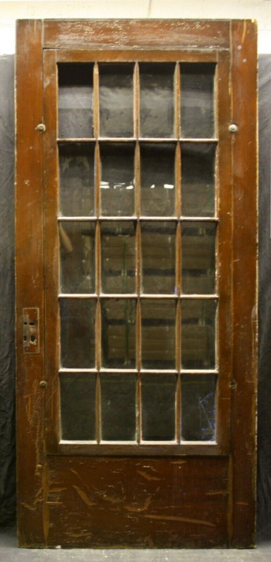 36.5"x85.5" Antique Vintage Old Reclaimed Salvaged Wooden Storm Screen Exterior Door Window Wavy Glass