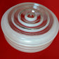 Vintage Off White Clear Thick Glass Drum Shape Large Light Shade Replacement Ceiling Wall Fixture Concentric Circles Round Cover 10" Fitter