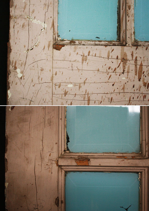 30"x95"x1.75" Antique Vintage Old Reclaimed Salvaged French Wood Wooden Door Window Beveled Glass Lites