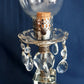 Vintage Art Deco Stacked Cut Lead Crystal Glass Lamp w/Dangling Crystals Glass Lampshade