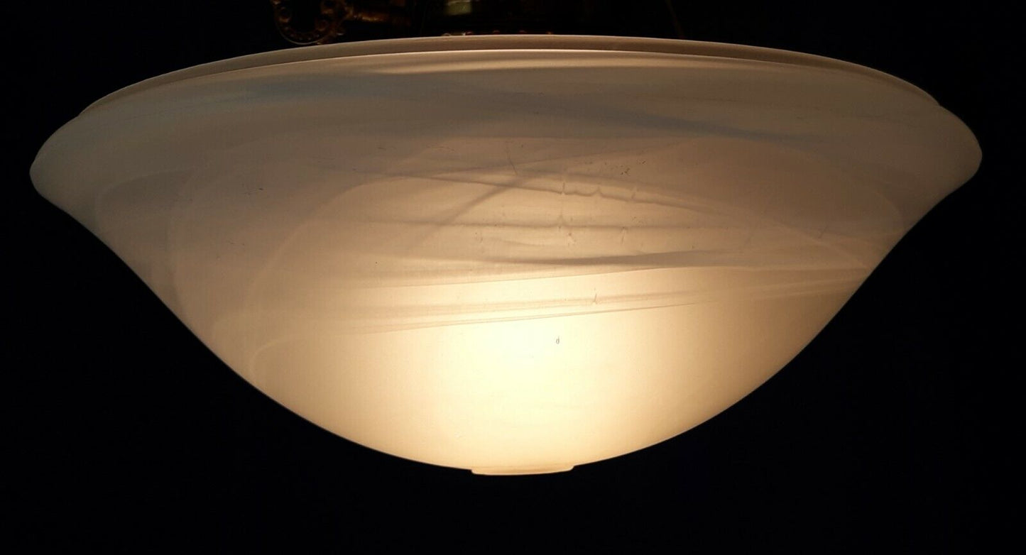 Art Deco Modern White Frosted Faux Alabaster Glass Replacement Shade 10”D