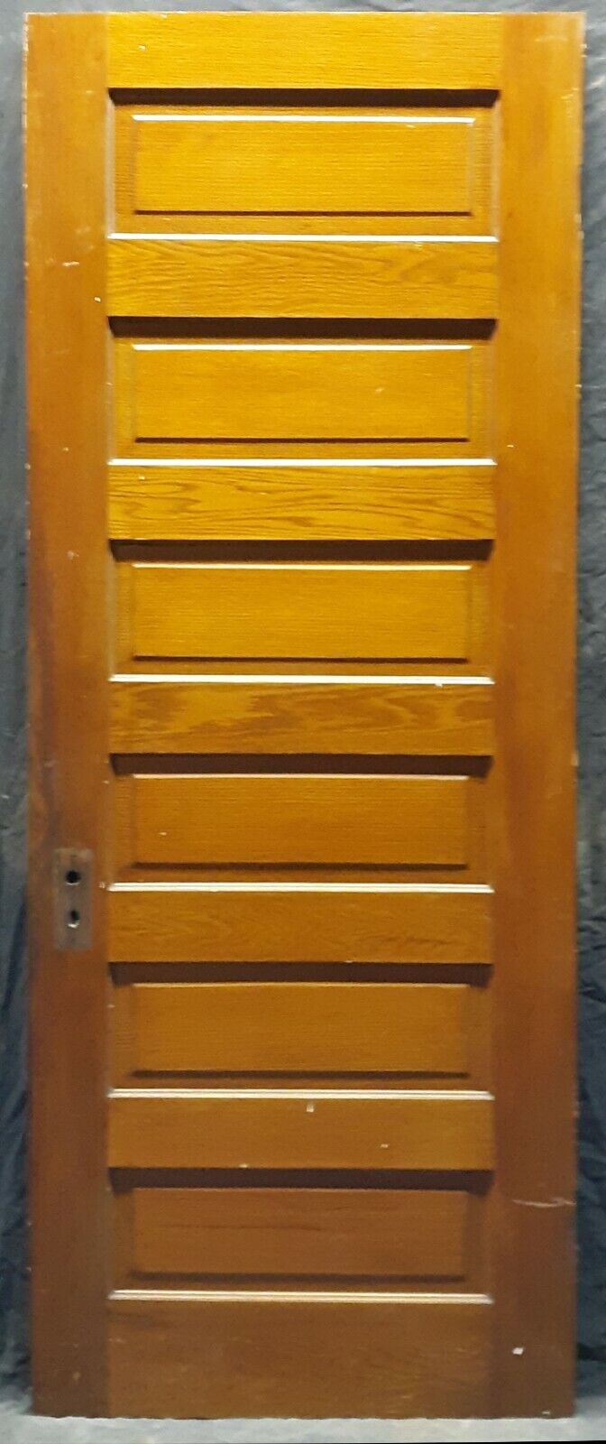 29.5"x79" Antique Vintage Old Reclaimed Salvaged Interior Oak SOLID Wood Wooden Door 6 Ladder Panel