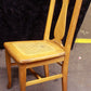Pair Vintage Antique Old Reclaimed Salvaged Oak Wood Wooden Fiddle Bck Side Dining Chair Caned Seat
