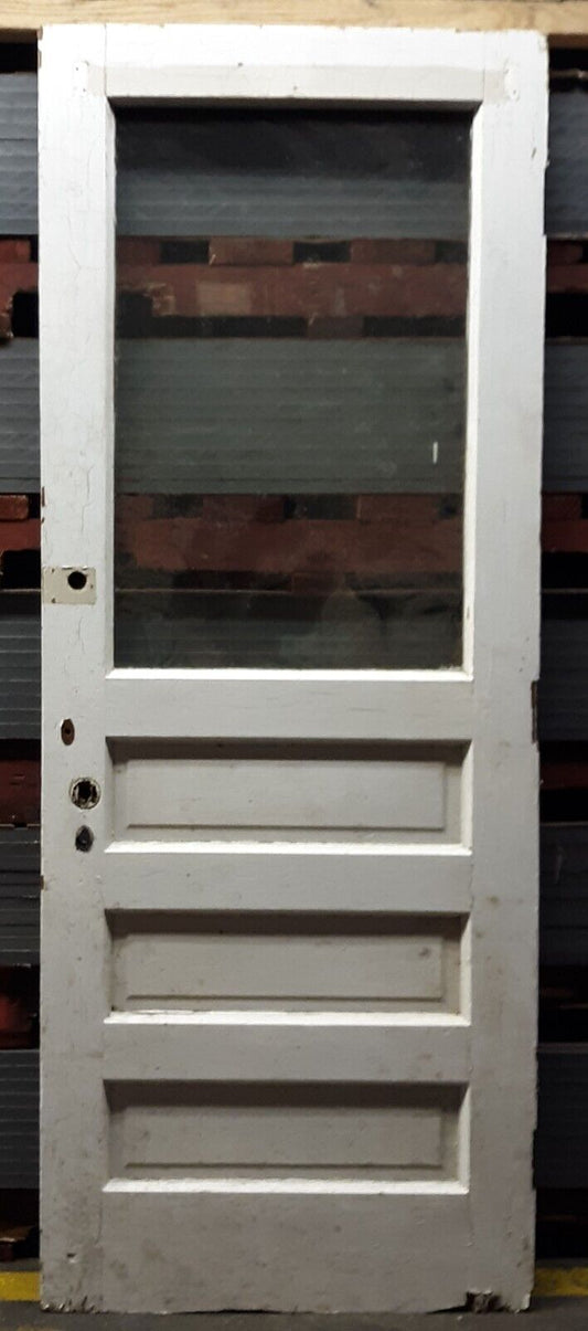 32"x83"x1.75" Antique Vintage Old Reclaimed Salvaged SOLID Wood Entry Doors Window Wavy Glass