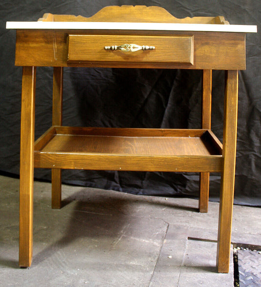 Vintage Antique Old Reclaimed Salvaged Wood Wooden Microwave Oven Stand Side End Table Cabinet Storage