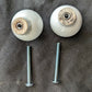 12 Pairs available Vintage Old Reclaimed Salvaged Round White Ceramic Dresser Drawer Furniture Knob Pull Handle