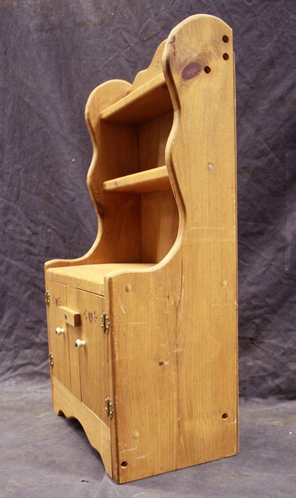 Vintage Old Reclaimed Salvaged Wood Wooden Handmade Toy Doll Kitchen Hutch Cabinet Server Furniture