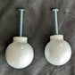 12 Pairs available Vintage Old Reclaimed Salvaged Round White Ceramic Dresser Drawer Furniture Knob Pull Handle