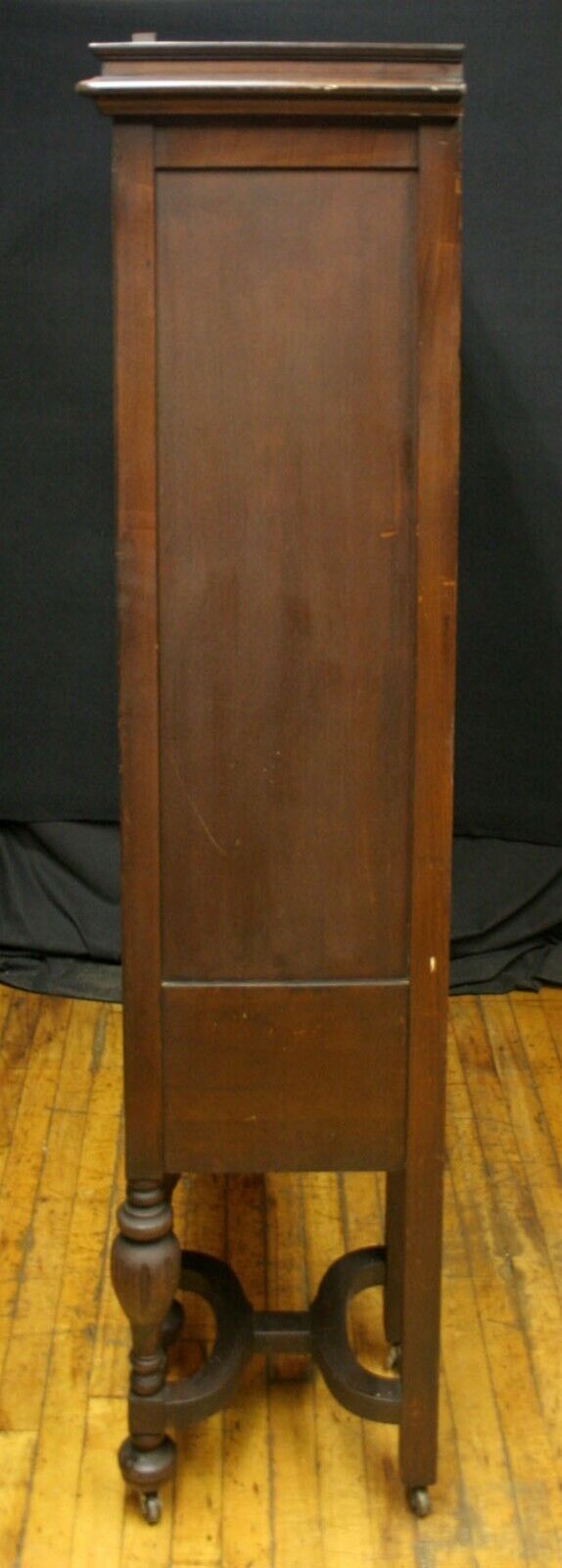 Antique Vintage Old Reclaimed Salvaged Wood Wooden Bowed Glass Curio China Cabinet Server Breakfront