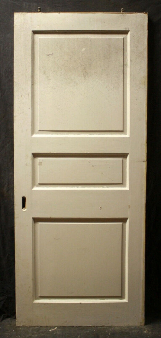 32"x79" Vintage Antique Old Reclaimed Salvaged SOLID Wood Wooden Sliding Pocket Door Recessed Panels