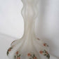 Unique Bulbous Mellow Shape Tall Lamp Frosted Glass Rose Pattern Brass w/ Harp