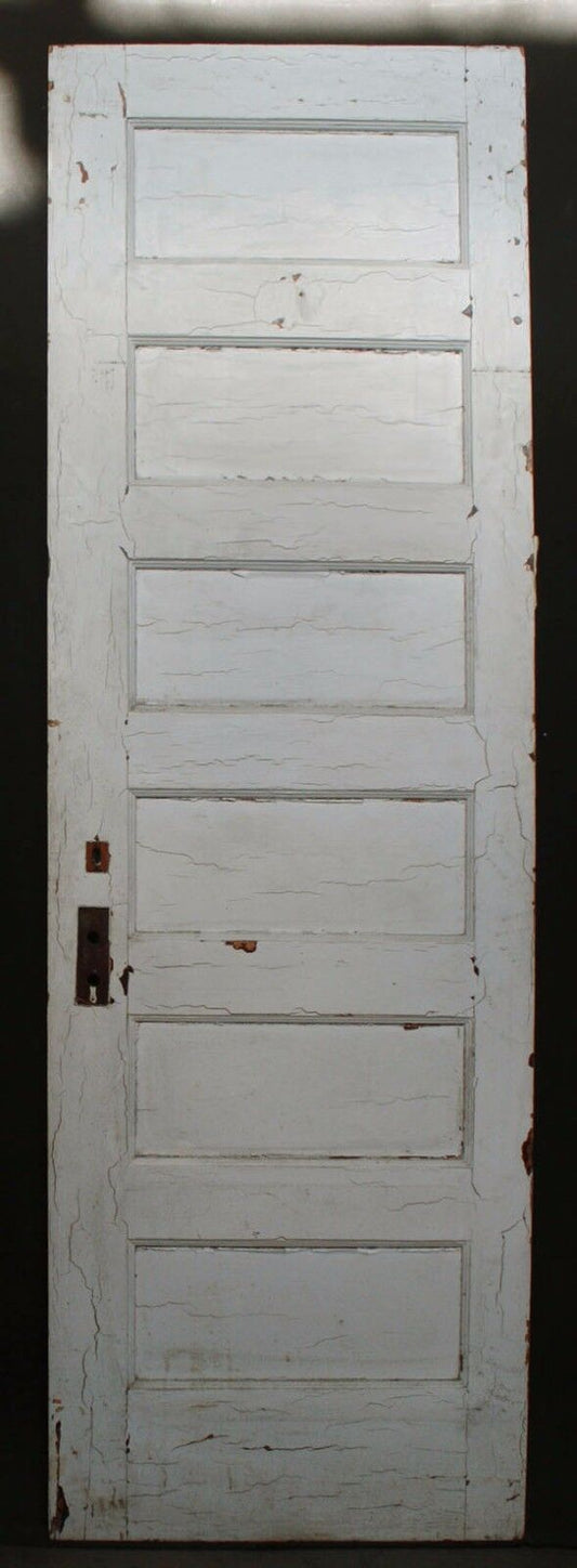 27"x84" Antique Vintage Old Reclaimed Salvaged Interior Solid Wood Wooden Door 6 Ladder Stacked Panels