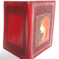 Rare Hand Tooled Embossed Leather Book Bible Cover Red Portrait St.Fabiola-Italy