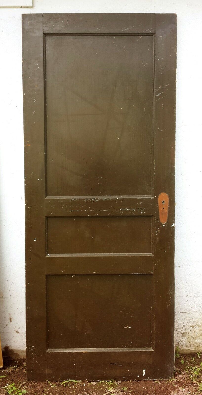 30"x78" Antique Vintage Old Reclaimed Salvaged SOLID Wood Wooden Fir Pine Interior Door 3 Flat Panel